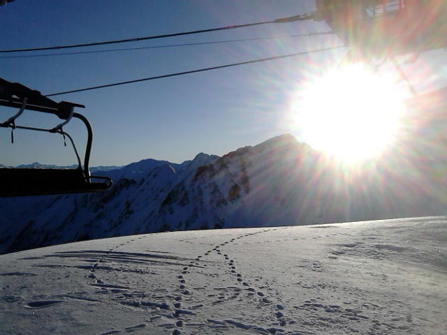 Soleil levant à Peyragudes, ce matin 21 janvier 2016